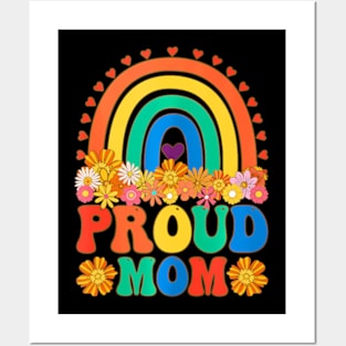 Proud Mom Groovy LGBTQ Mom Posters and Art